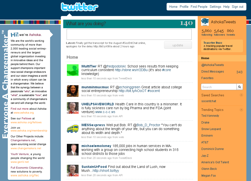 AshokaTweets homepage screenshot