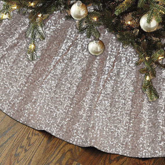 ShinyBeauty Small Tree Skirt Embroidered and Sequined Holiday-Black-Sequin Tr... 