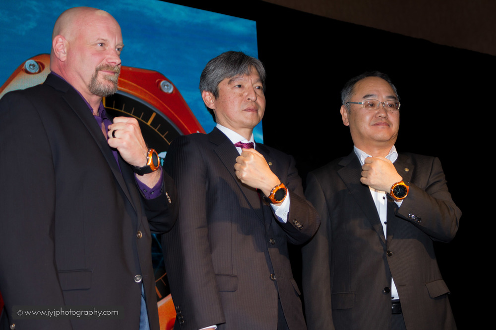  From left to right: David Johnson (VP-Casio America), Kazuhiro Kashio (President/COO-Casio Computer Co.), Shunji Minami (Business General Manager) 