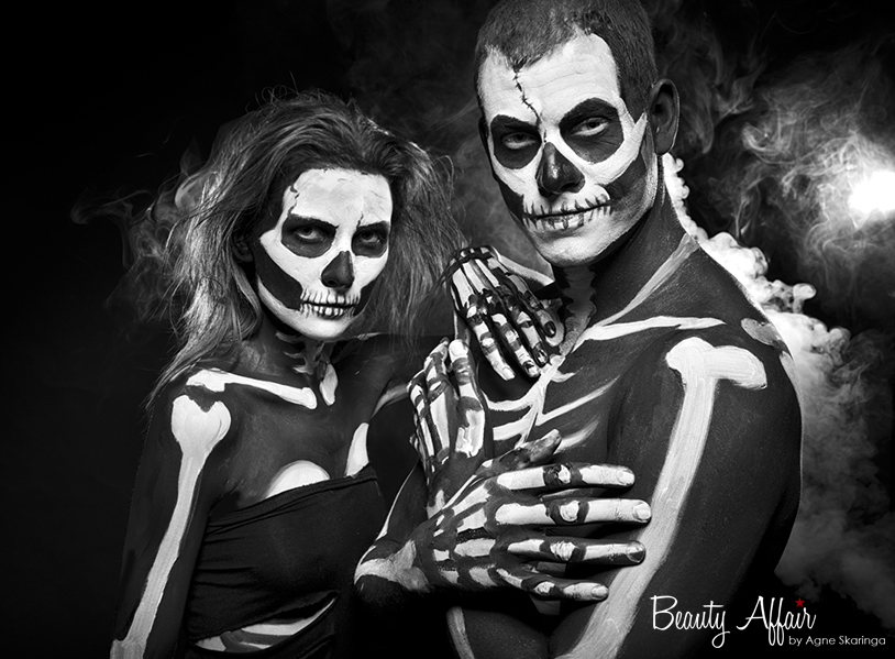 Scary halloween makeup by Agne SkaringaHalloween unique interesting top fun makeup hair styling by Ange Skaringa Beauty Affair dead unique crazy hot skeleton