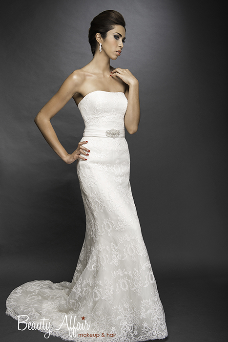 elegant gorgeous Bridal makeup and hair by Beauty Affair - Agne Skaringa a line gown