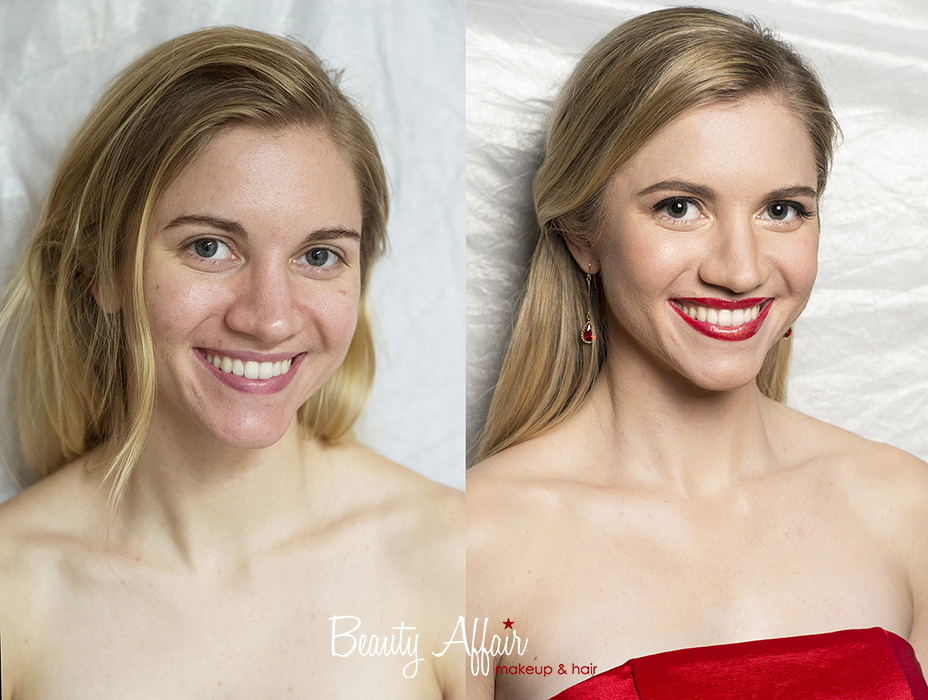 Makeup and hair by Beauty Affair before and after photos transformation