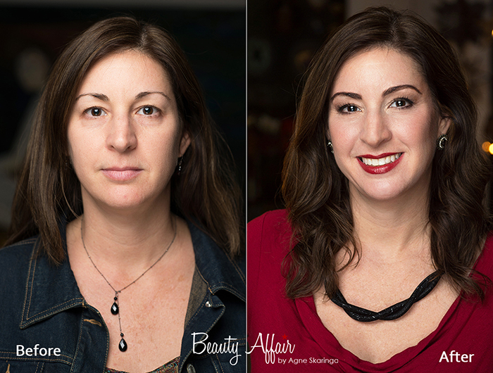 Private make up class los angeles makeup aplication before and after hairstyling  by Beauty Affair