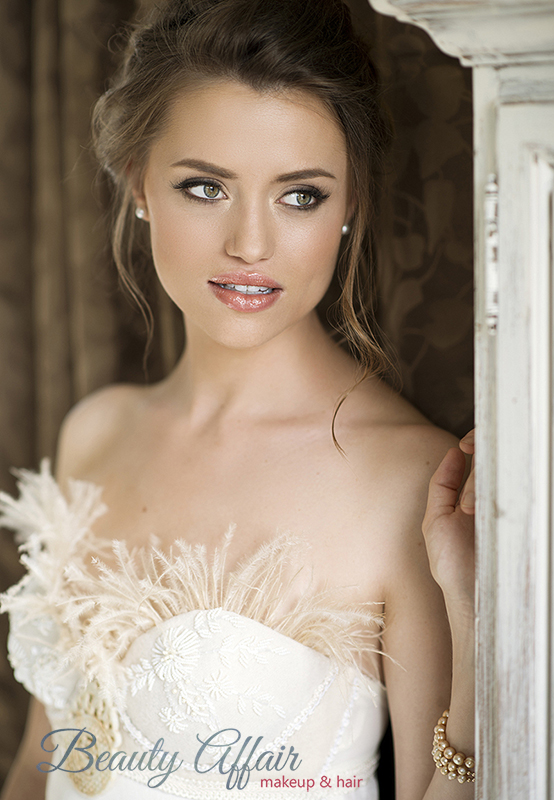 Natural glowing bridal makeup and romantic updo by Beauty Affair min