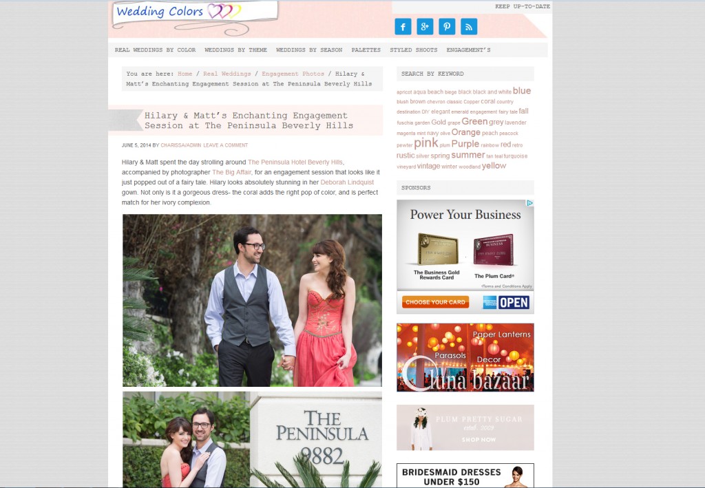 Beauty Affair publication in Wedding Colors bridal Peninsula hotel makeup engagement