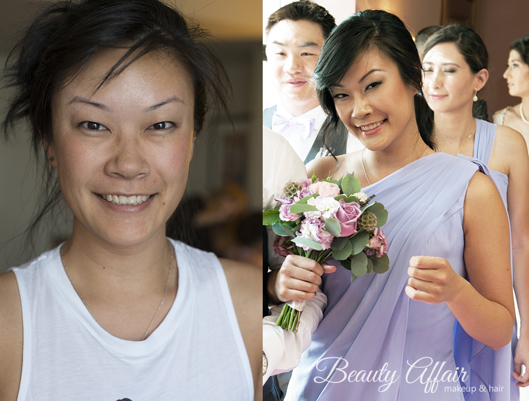 Beauty Affair makeup and makeup Los Angeles asian bridesmaid purple dress