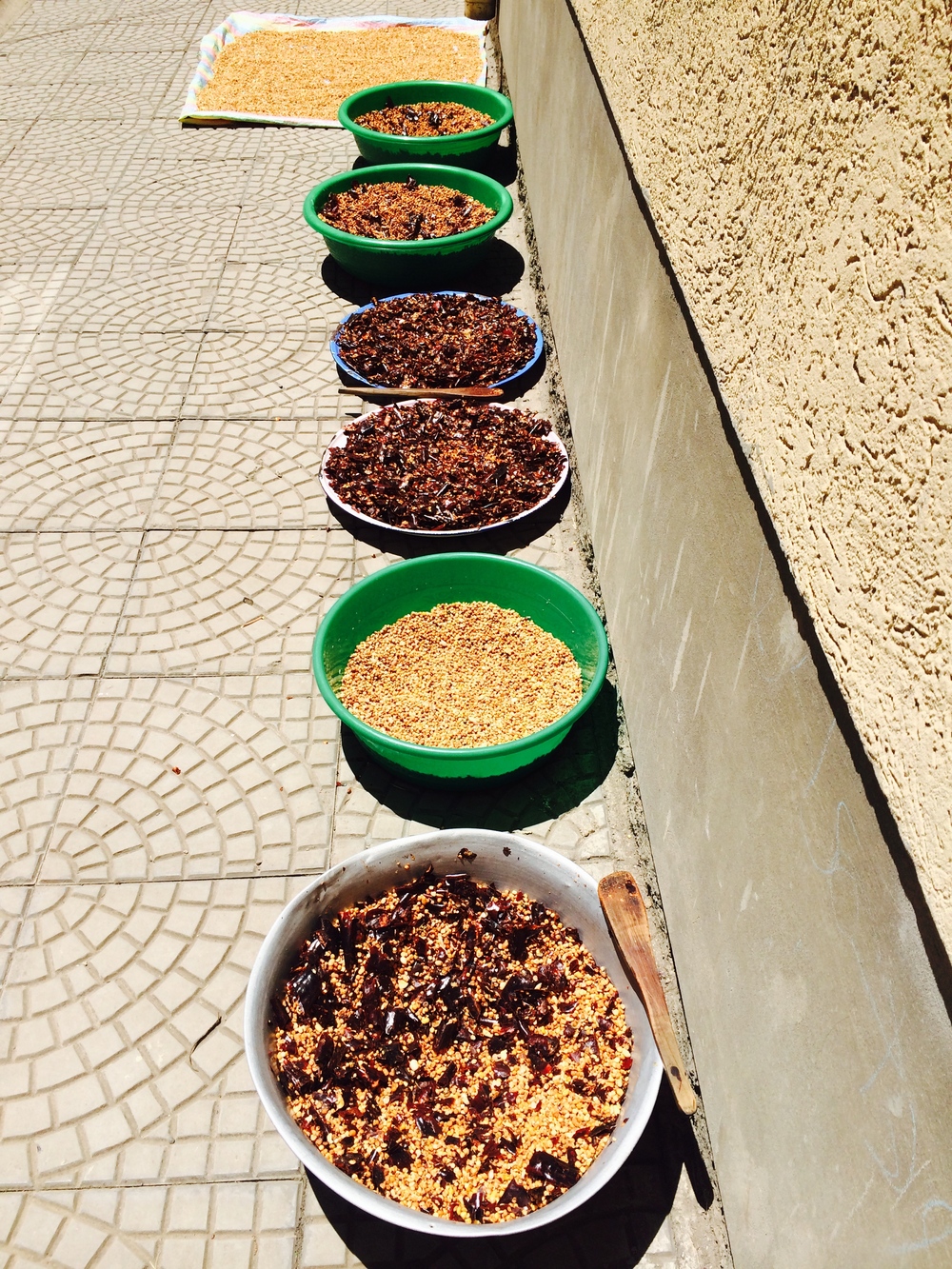 Shiro (Chickpea Stew) and Berbere Peppers Drying
