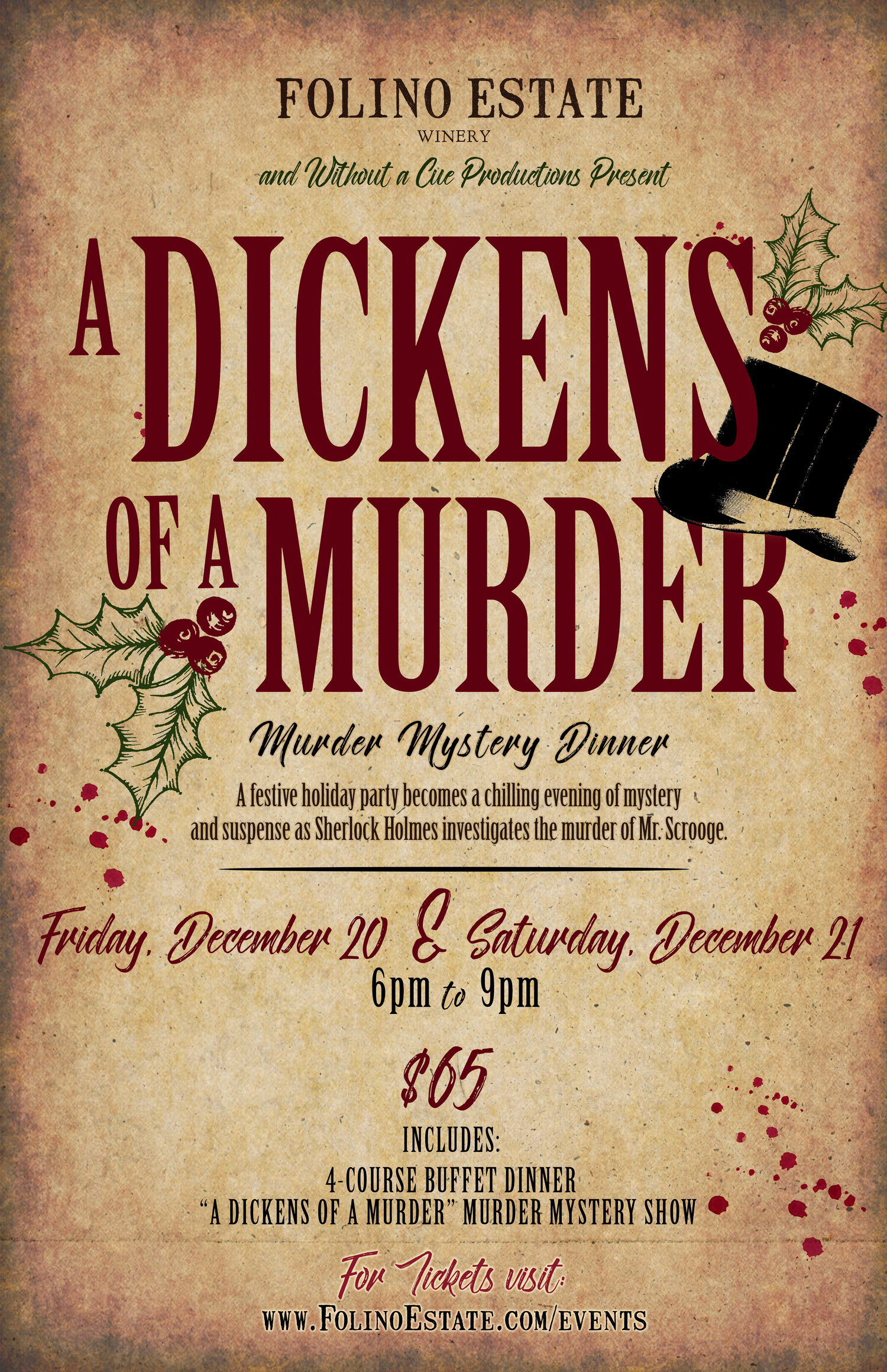Sold Out A Dickens Of A Murder Murder Mystery Dinner Folino Estate