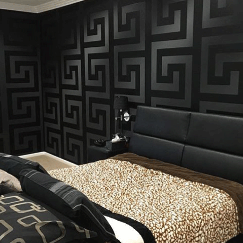 Versace Greek Key Black Wallpaper — Home Decor Hull Limited