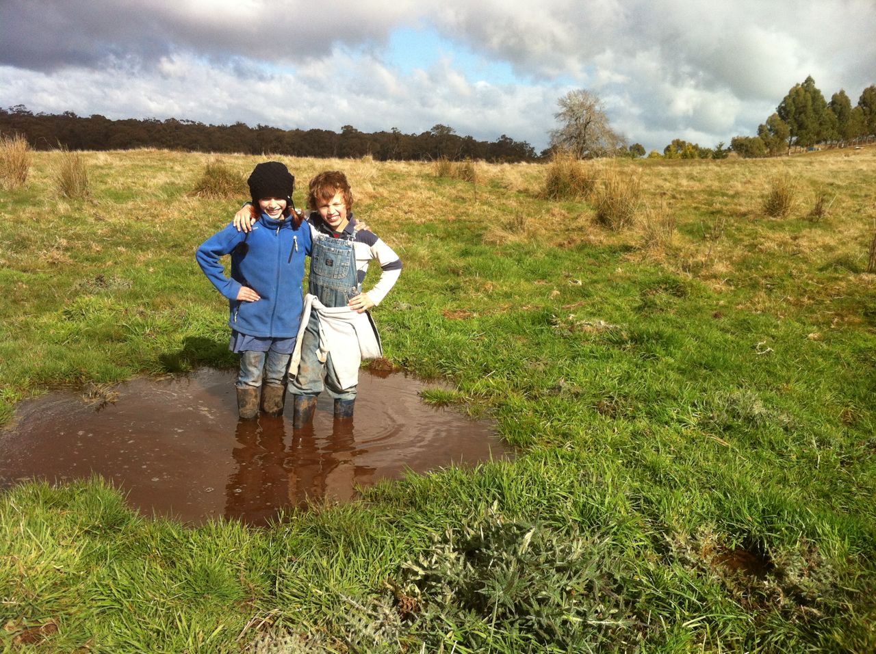 The orsmkids embracing winter on the farm.