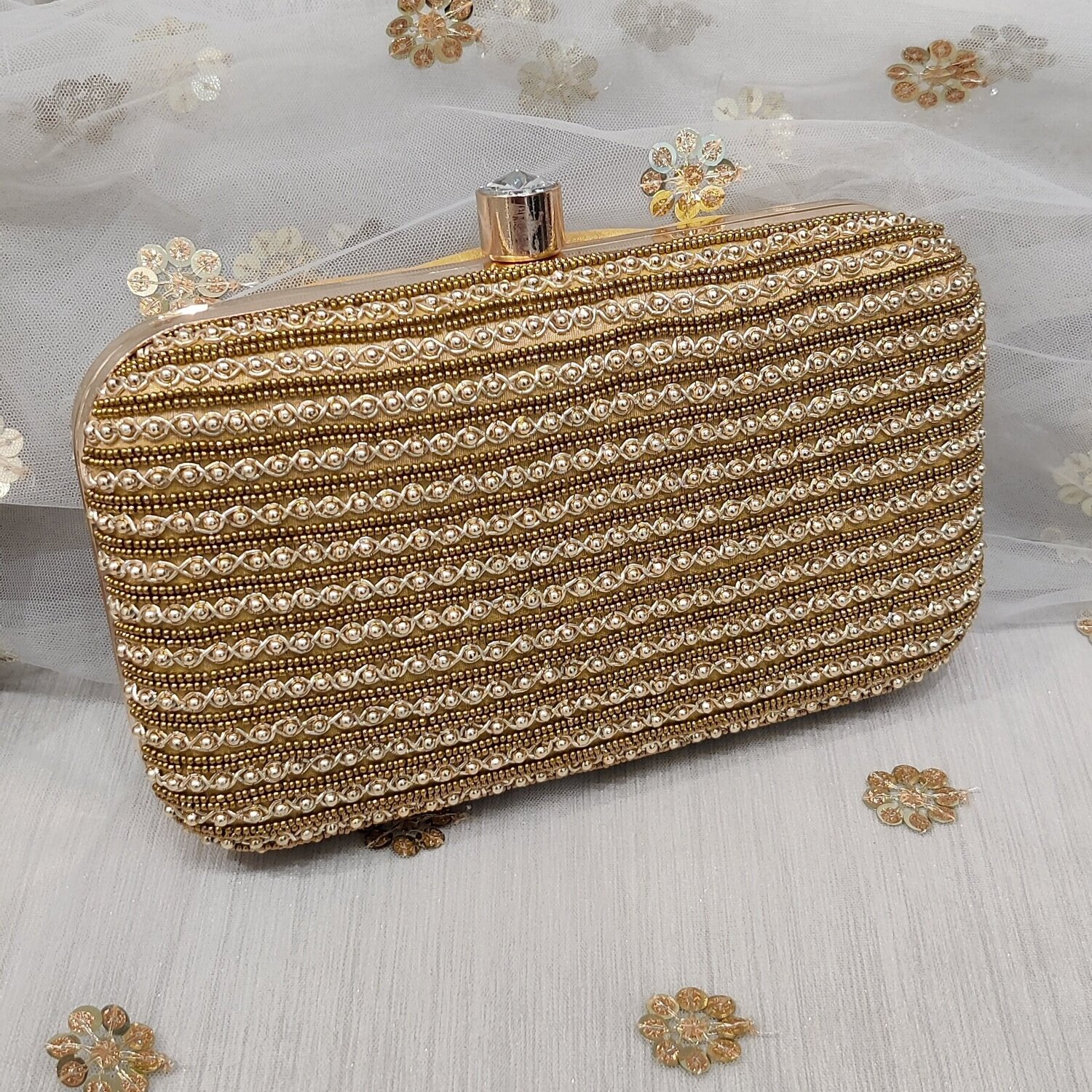 Antique Gold Bead Pearl Clutch — Glimour Jewellery