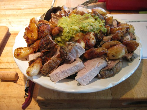 Pork Loin Roast With Young Turnips, Savoy Cabbage and Potatoes