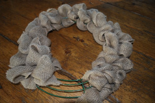 Nearly Completed Burlap Wreath