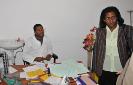 Sister Shewaye Alemu, Area Director for Addis Ababa, introduces the staff of Marie Stopes