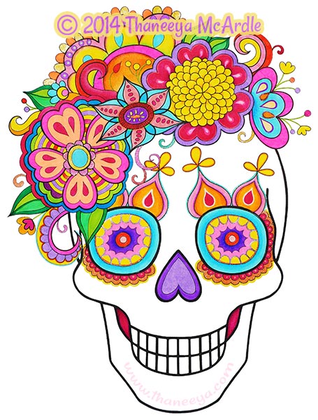 day of the dead flowers coloring pages - photo #32