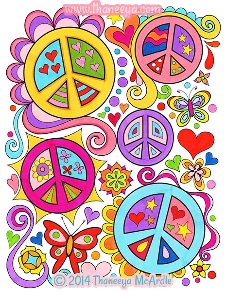 peace coloring thaneeya signs sign hippie mcardle drawing rainbow colored power happiness para slideshow groovy