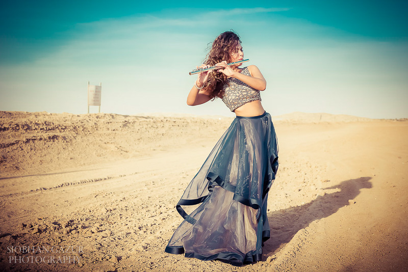  San Diego Fashion Photographer - Musician Portrait with Flute - California Desert 