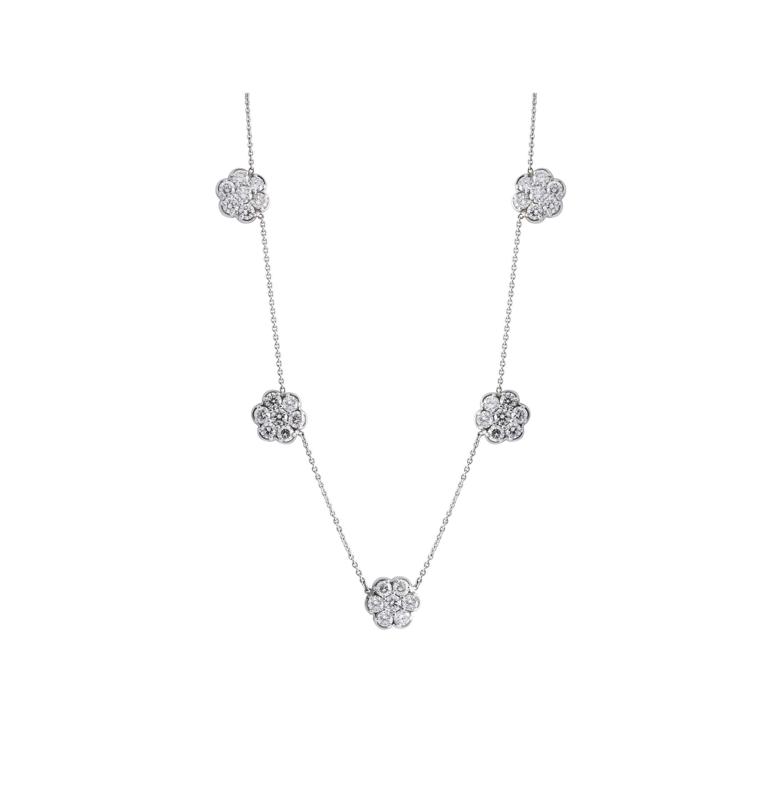 Samaya Jewels 1/10ct Diamond 10k Solid White Gold Cluster Flower Pendant Necklace