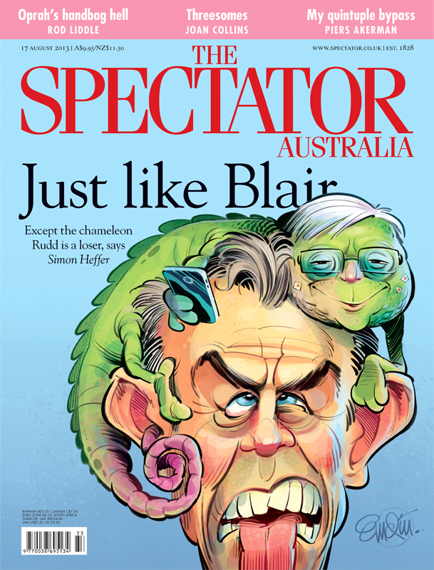 'Blair and Rudd' cover art for The Spectator Australia.  Illustration © Anton Emdin 2013.  All rights reserved.