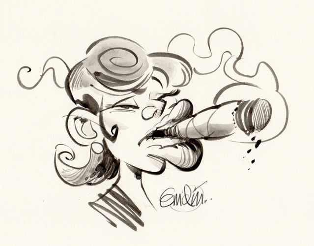Cigar Girl Sketch -- Illustration © Anton Emdin 2013.  All rights reserved.