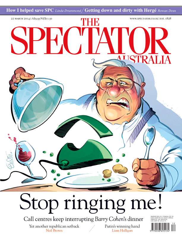 'Call Centres' cover art for The Spectator Australia.  Illustration © Anton Emdin 2014.  All rights reserved.