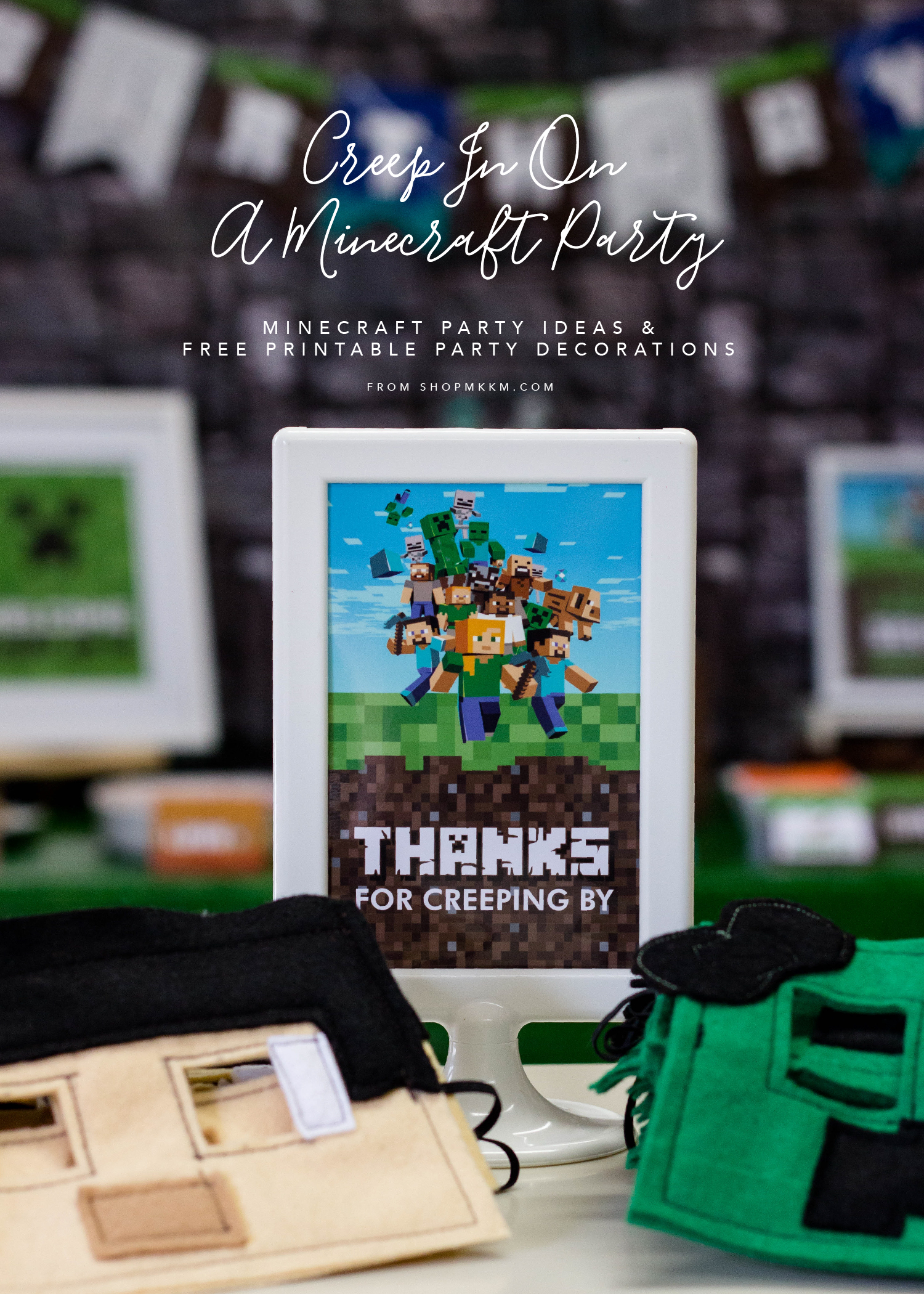 Minecraft Invitation, Minecraft Birthday Invitation, FREE THANK YOU CARD!