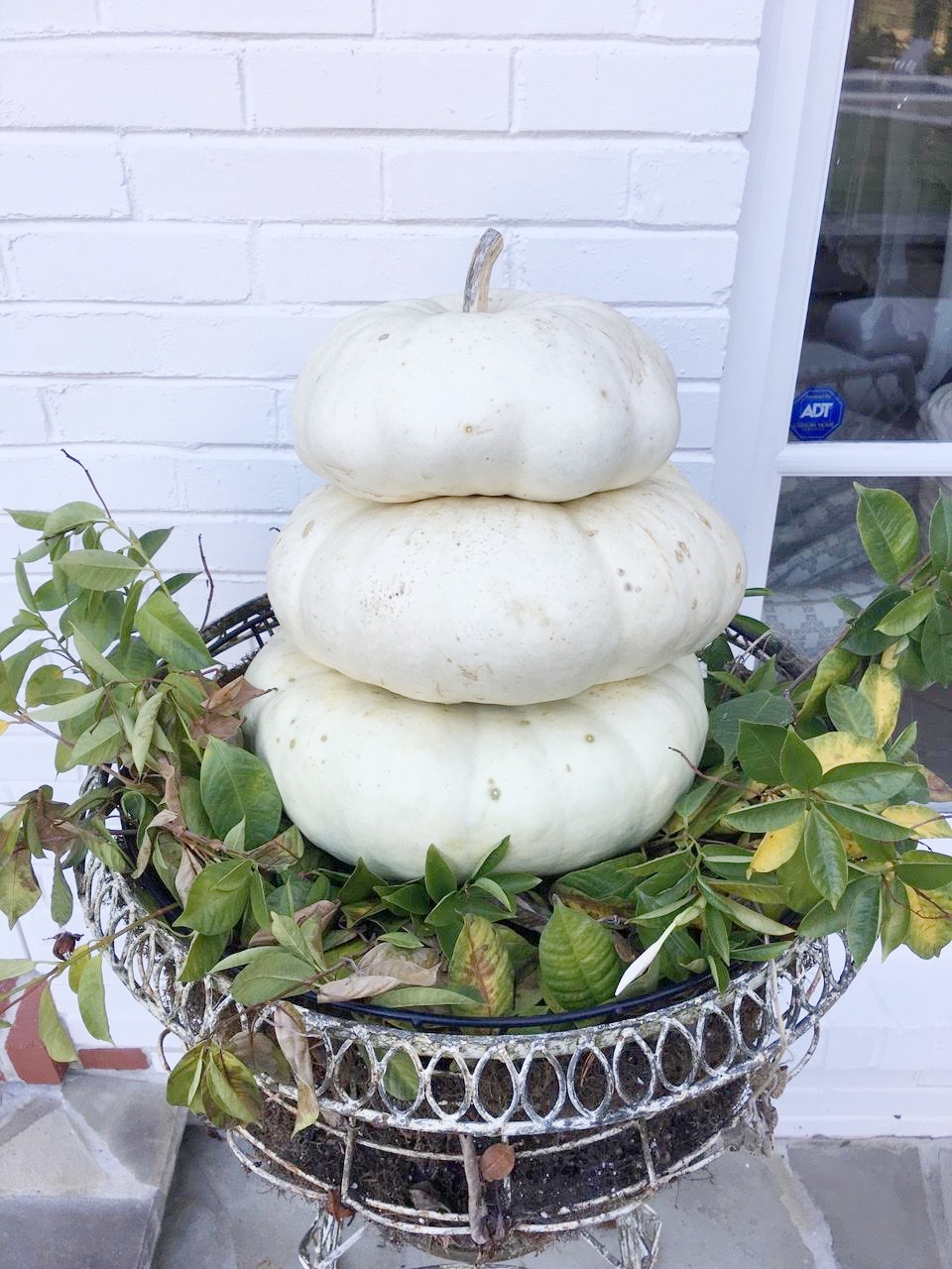  Fall Porch Decorations White Pumpkin Topiary 