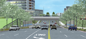 An artist's rendering of the reconfigured Mercer Street corridor and the reconstructed Aurora Street bridge leading into the north portal of the SR99 tunnel now under development.(Photo:  Seattle Dept. of Transportation)
