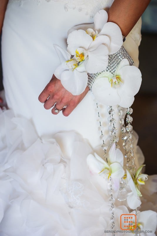 bride bouquet white orchid