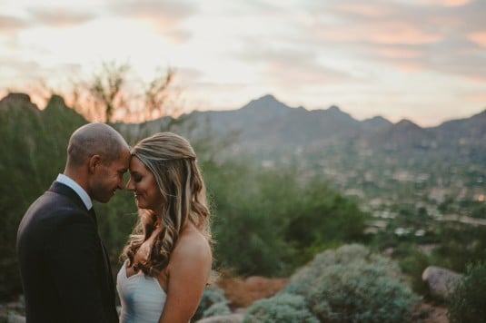 arizona bride and groom sunset