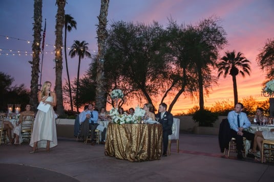 Sweetheart table with sunset