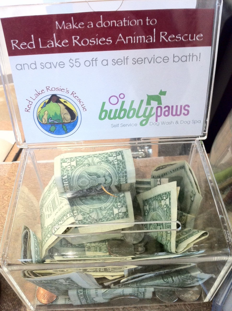 dog wash donations for Red Lake Rosie's
