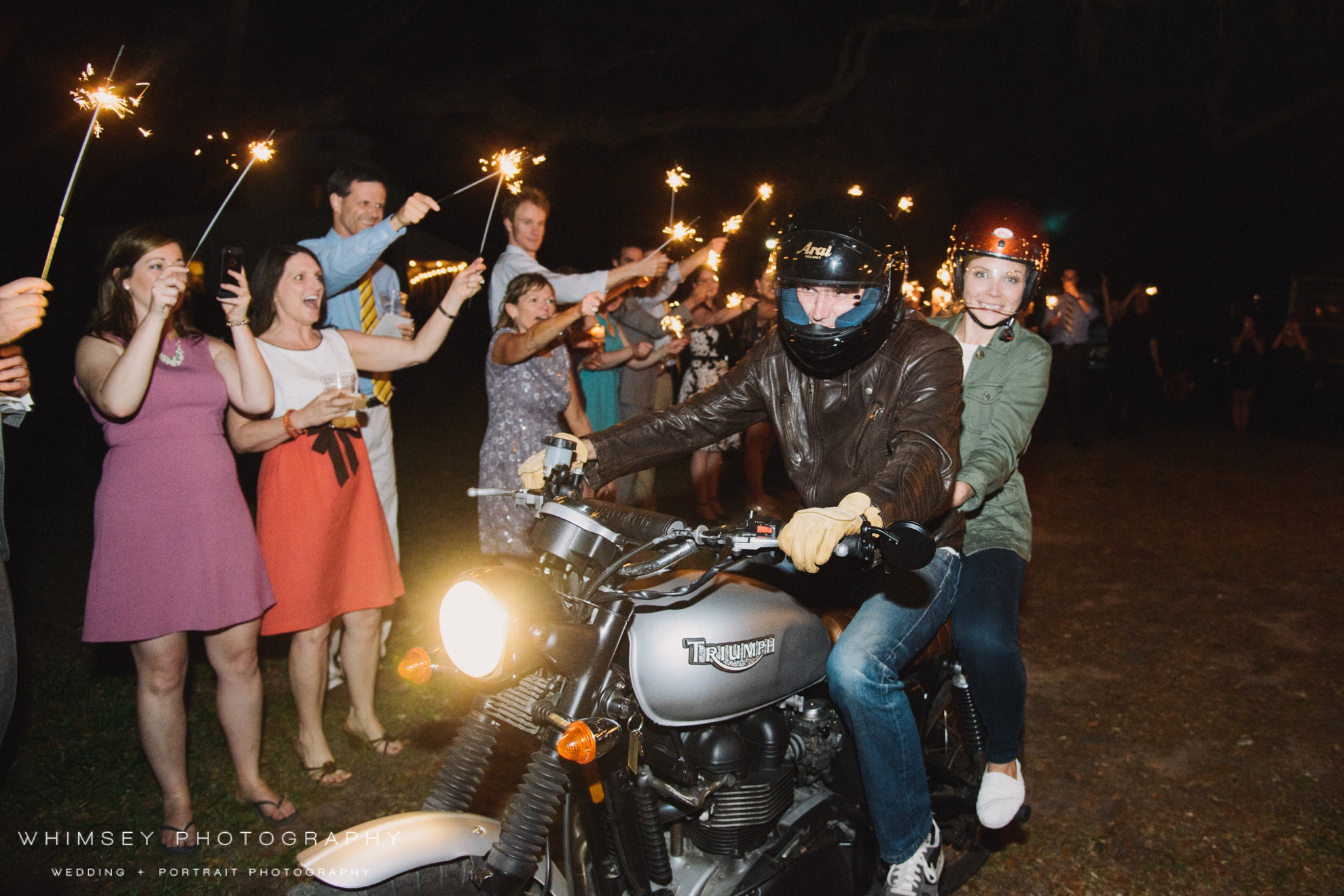 motorcycle wedding exit