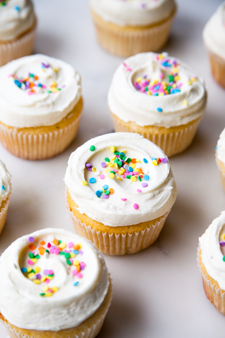 Classic Vanilla Cupcakes with Whipped Vanilla Frosting | Style Sweet CA ...