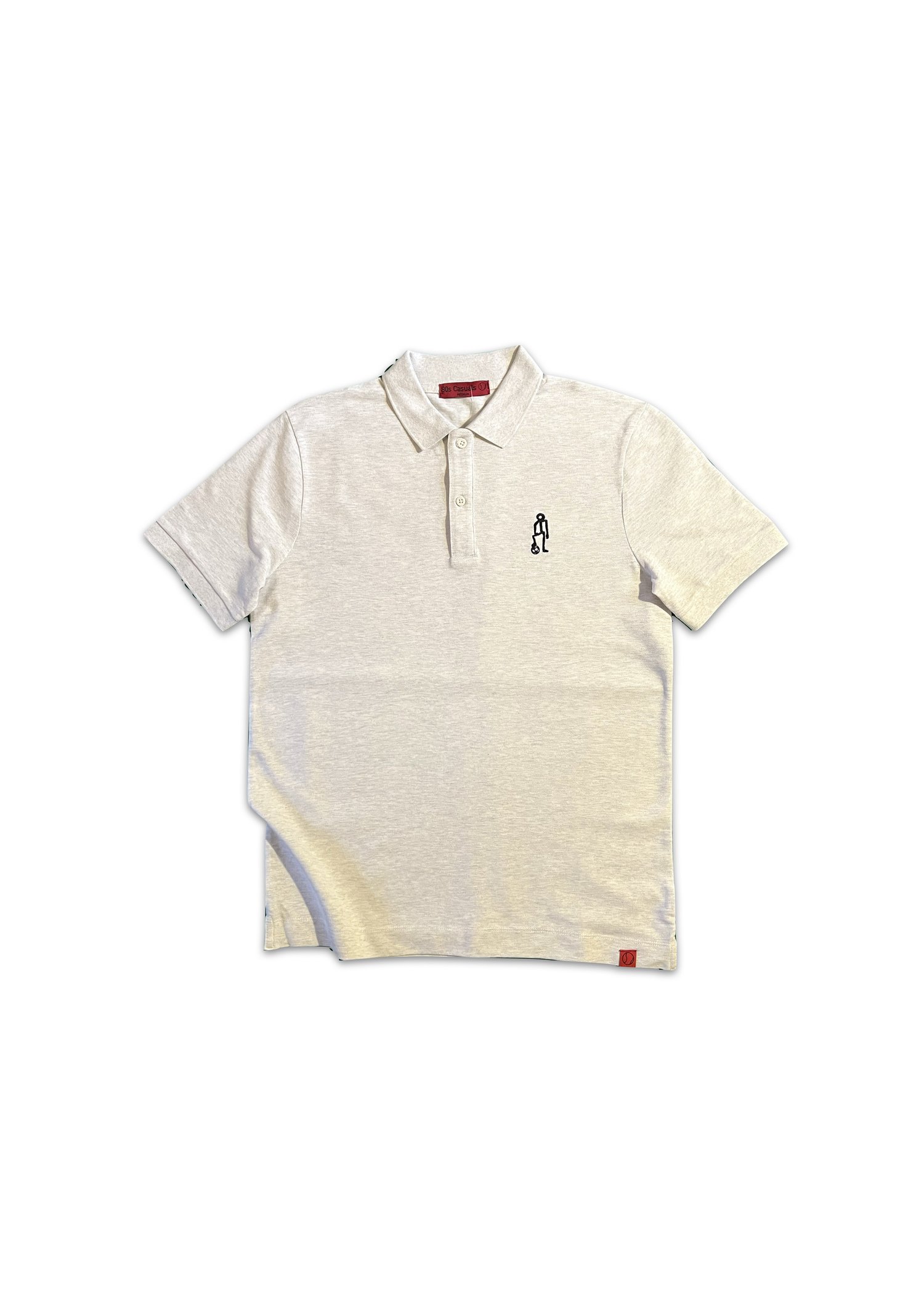 'Heather Telstar' Short Sleeve Polo Shirt / Cream — 80s Casuals