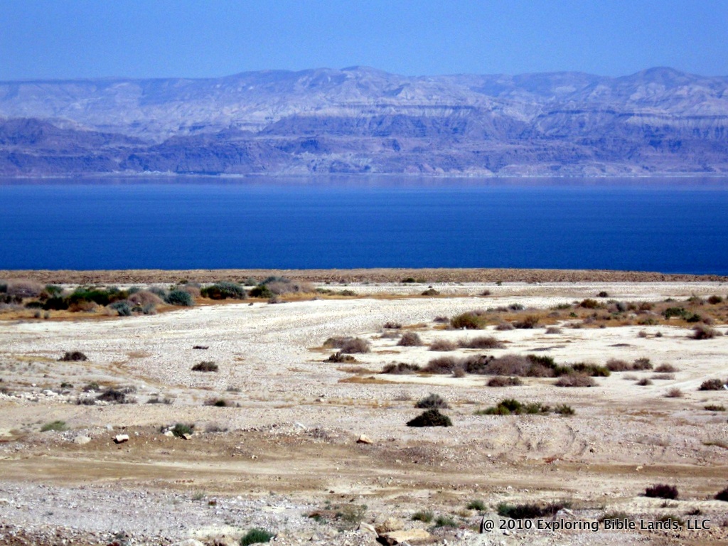 Looking east across the Dead Sea.  Just a few years ago, all of the land in the foreground was under water.