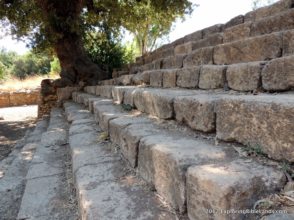 Steps leading to the High Place at Dan.  Jeroboam built this platform for worship to a golden calf during the period of the Divided Kingdom.