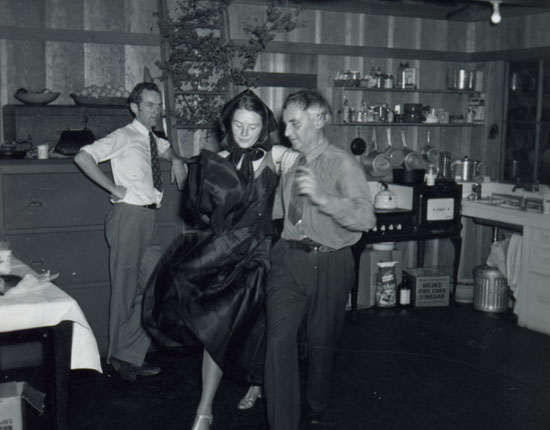 Charis Wilson dancing with Jean Varda at Wildcat Hill 