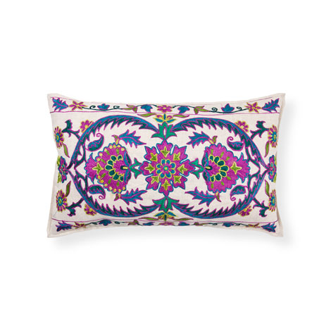 Damask-Embroidered Pillow