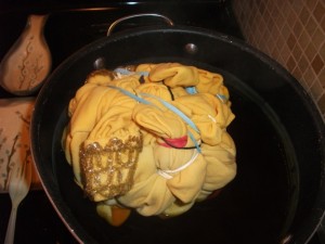 Bath of yellow dye...