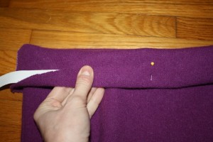 Pinning the elastic under the fabric!