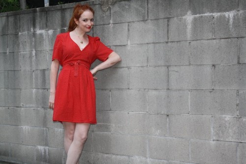New Dress A Day - DIY - Vintage Polka Dots - Lady in Red!