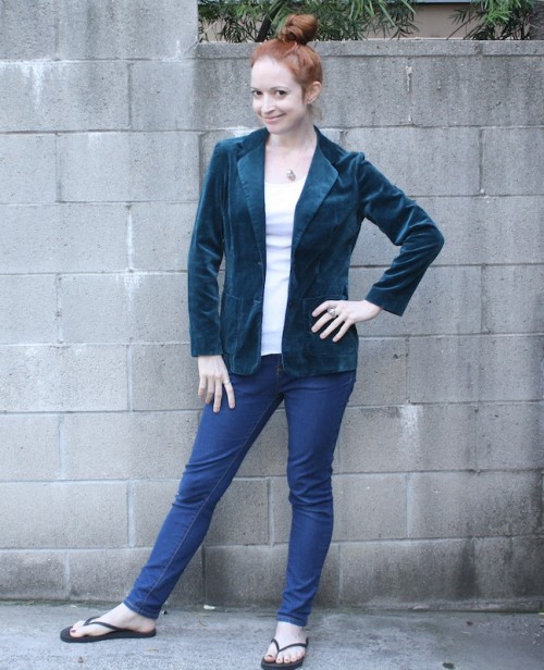 New Dress A Day - DIY - vintage teal blazer - upcycle
