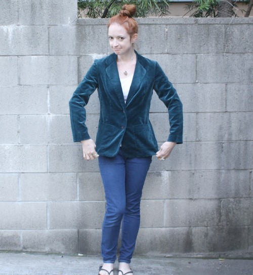 New Dress A Day - DIY - vintage teal blazer - upcycle