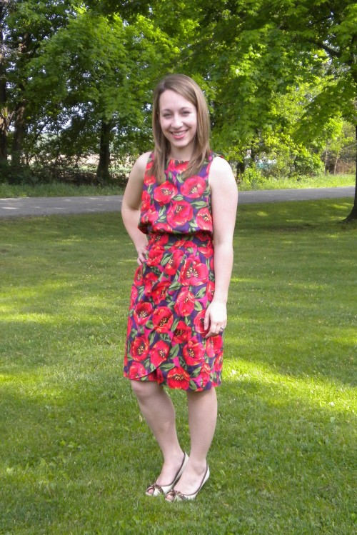 New Dress A Day - DIY - Goodwill dress - floral fabric print