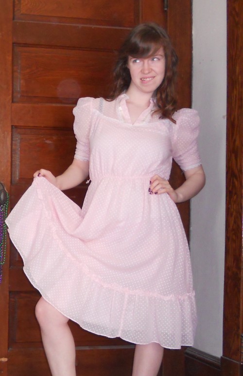 New Dress A Day - DIY - Vintage Pretty in Pink Dress - 80s dress