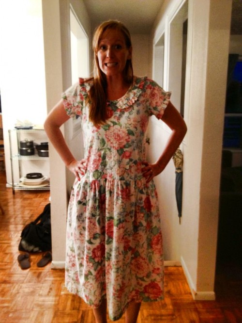 New Dress A Day - Goodwill - thrift store shopping - vintage floral Laura Ashley dress