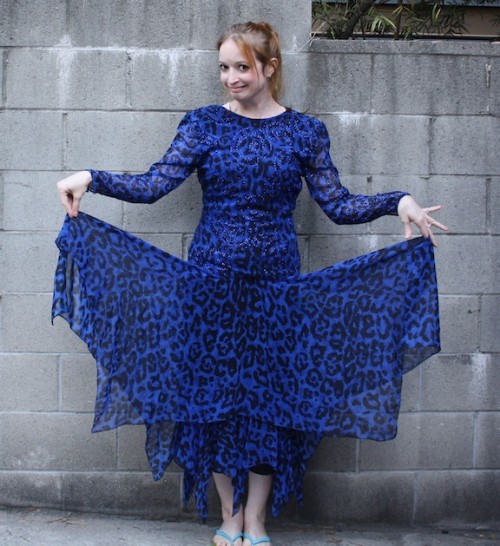New Dress A Day - DIY - VIntage Dress - Blue Leopard Print