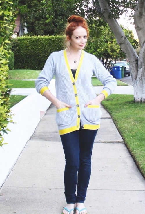 New Dress A Day - Boden Sweater Copycat - yellow and grey - Supplies