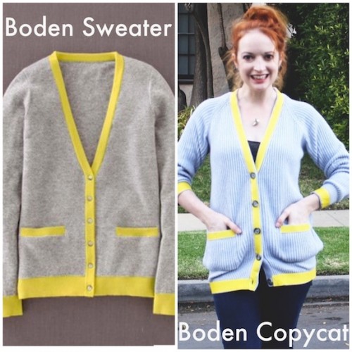 New Dress A Day - Boden Sweater Copycat - yellow and grey - Supplies